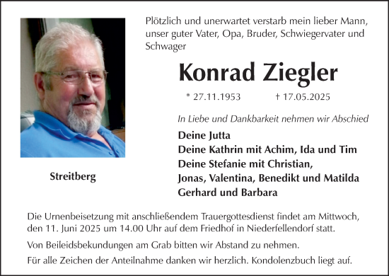 Anzeige von Konrad Ziegler von MGO
