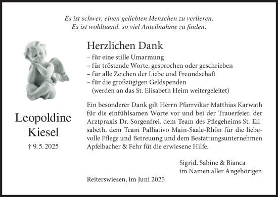 Anzeige von Leopoldine Kiesel von MGO