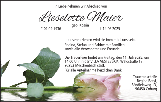 Anzeige von Lieselotte Maier von MGO