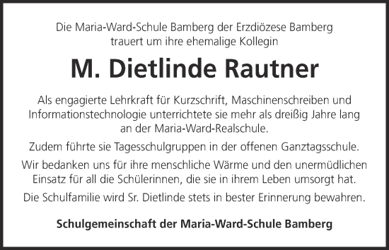 Anzeige von M. Dietlinde Rautner von MGO