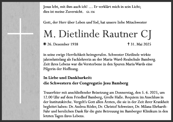 Anzeige von M. Dietlinde Rautner von MGO