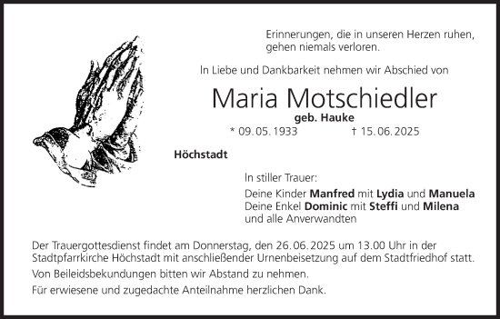 Anzeige von Maria Motschiedler von MGO
