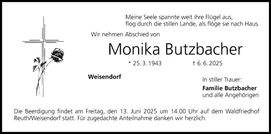Anzeige von Monika Butzbacher von MGO