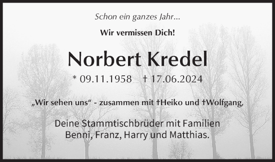 Anzeige von Norbert Kredel von MGO