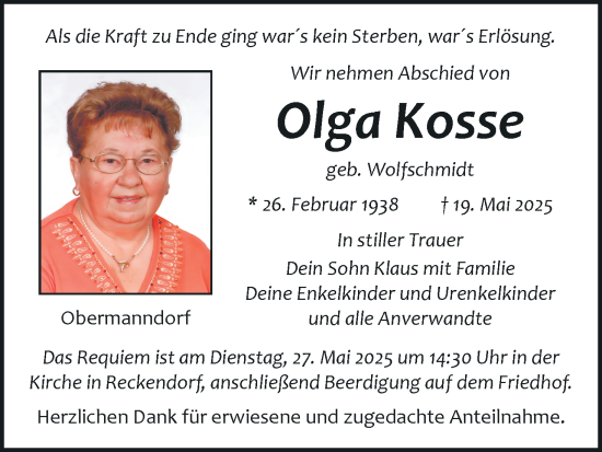 Anzeige von Olga Kosse von MGO