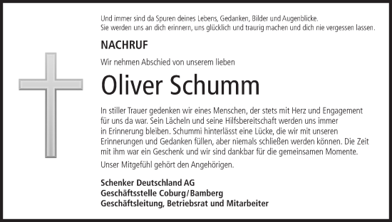 Anzeige von Oliver Schumm von MGO