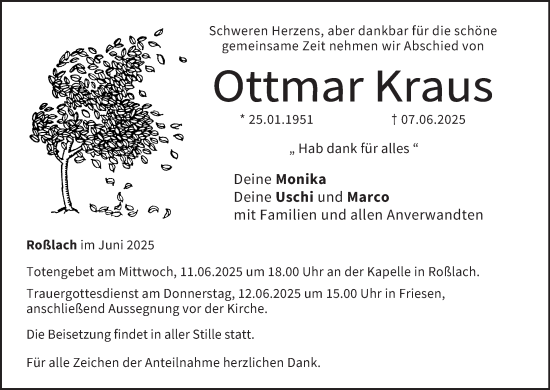 Anzeige von Ottmar Kraus von MGO