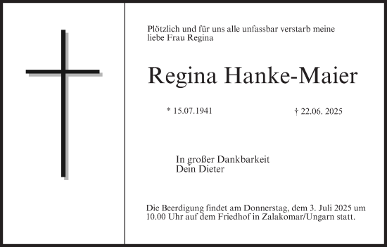 Anzeige von Regina Hanke-Maier von MGO