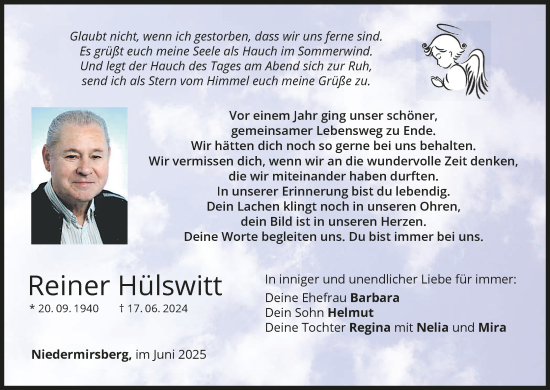Anzeige von Reiner Hülswitt von MGO