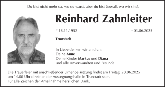 Anzeige von Reinhard Zahnleiter von MGO