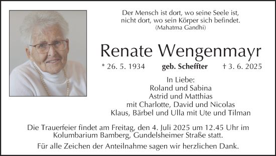 Anzeige von Renate Wengenmayr von MGO