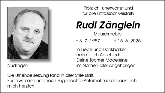Anzeige von Rudi Zänglein von MGO