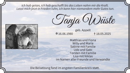 Anzeige von Tanja Wüste von MGO
