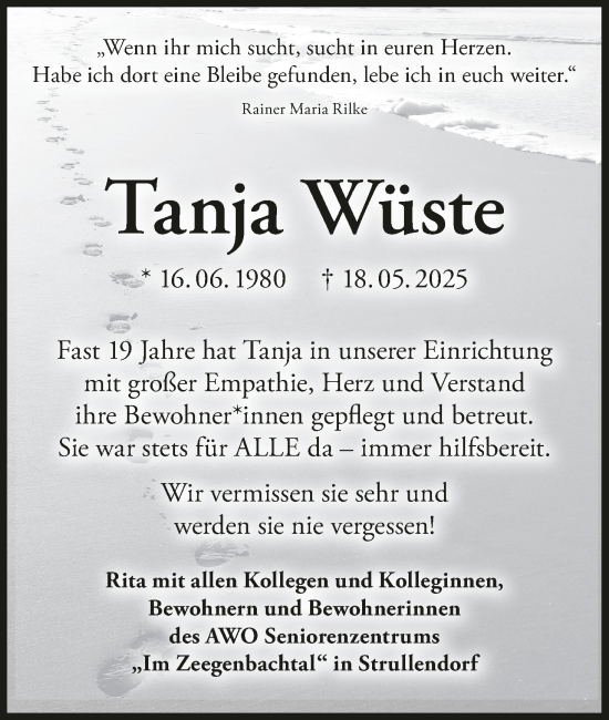 Anzeige von Tanja Wüste von MGO
