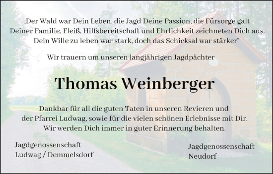 Anzeige von Thomas Weinberger von MGO