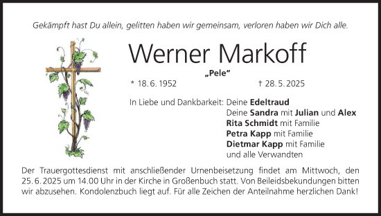 Anzeige von Werner Markoff von MGO