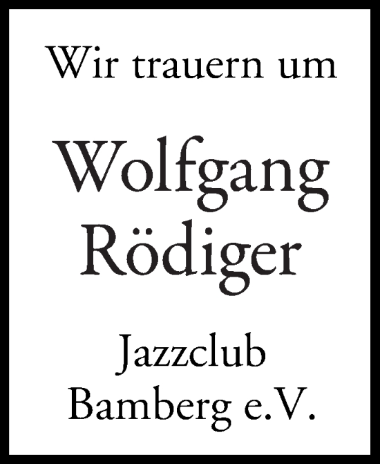 Anzeige von Wolfgang Rödiger von MGO