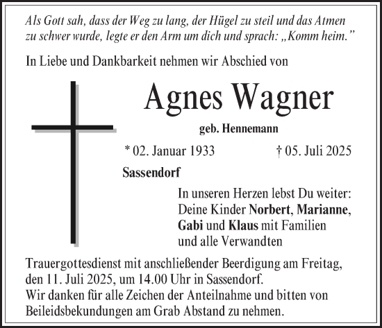 Anzeige von Agnes Wagner von MGO