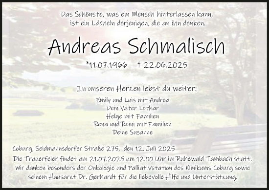 Anzeige von Andreas Schmalisch von MGO