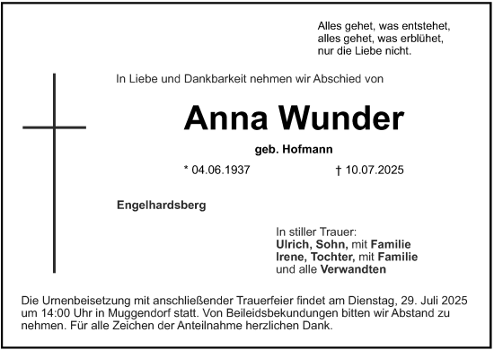 Anzeige von Anna Wunder von MGO