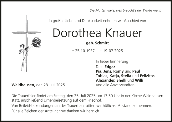 Anzeige von Dorothea Knauer von MGO