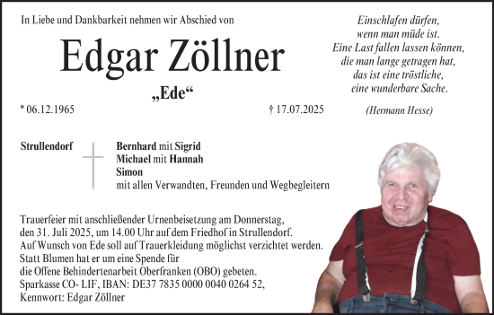 Anzeige von Edgar Zöllner von MGO