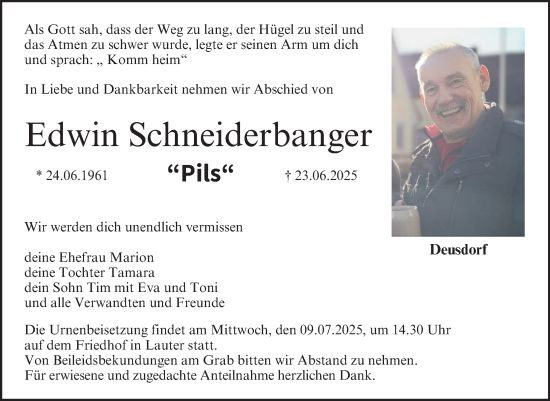 Anzeige von Edwin Schneiderbanger von MGO