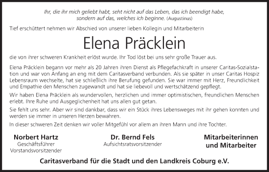 Anzeige von Elena Präcklein von MGO