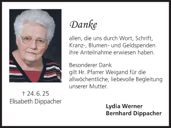 Anzeige von Elisabeth Dippacher von MGO