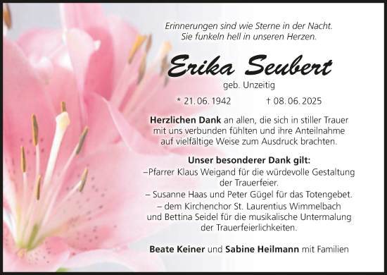 Anzeige von Erika Seubert von MGO
