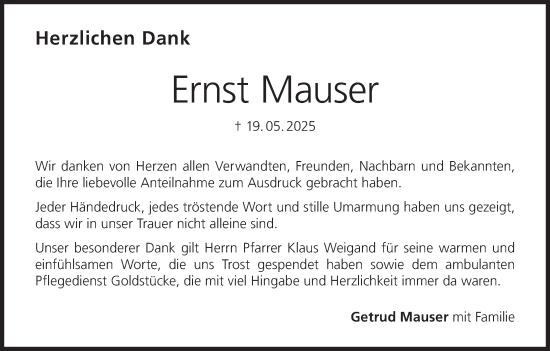 Anzeige von Ernst Mauser von MGO