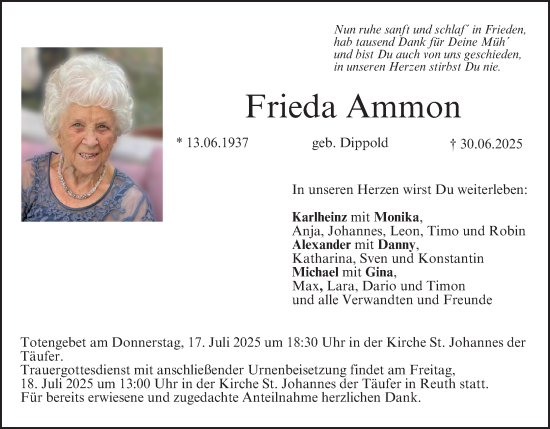 Anzeige von Frieda Ammon von MGO