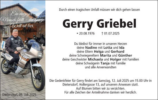 Anzeige von Gerry Griebel von MGO