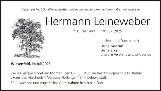Anzeige von Hermann Leineweber von MGO