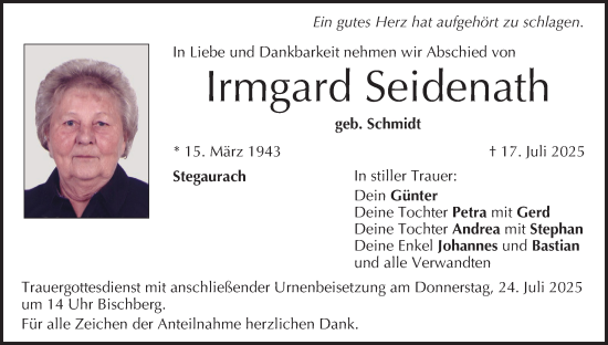 Anzeige von Irmgard Seidenath von MGO