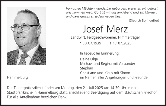 Anzeige von Josef Merz von MGO