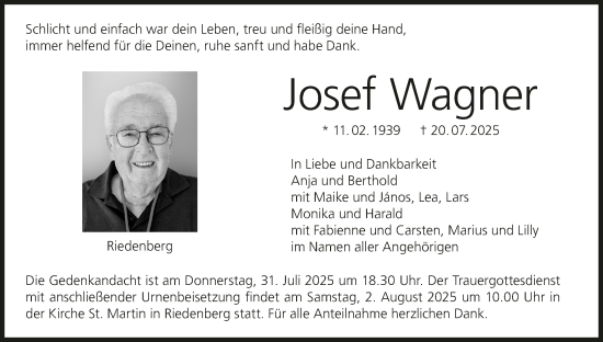 Anzeige von Josef Wagner von MGO
