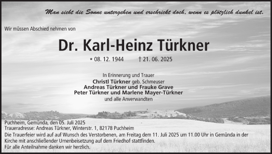 Anzeige von Karl-Heinz Türkner von MGO