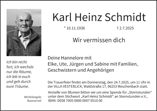 Anzeige von Karl Heinz Schmidt von MGO