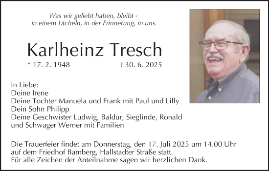 Anzeige von Karlheinz Tresch von MGO
