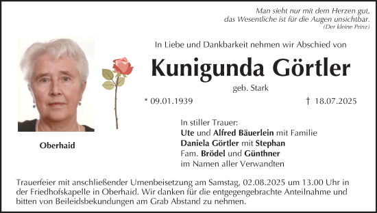 Anzeige von Kunigunda Görtler von MGO