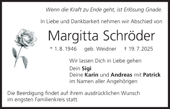 Anzeige von Margitta Schröder von MGO