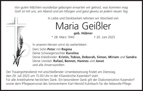 Anzeige von Maria Geißler von MGO