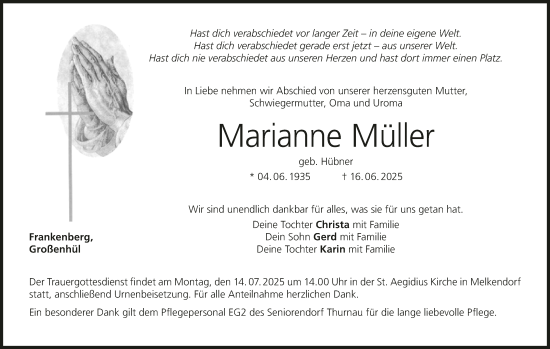 Anzeige von Marianne Müller von MGO
