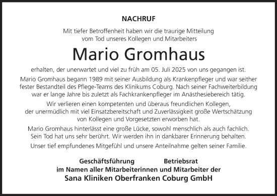 Anzeige von Mario Gromhaus von MGO
