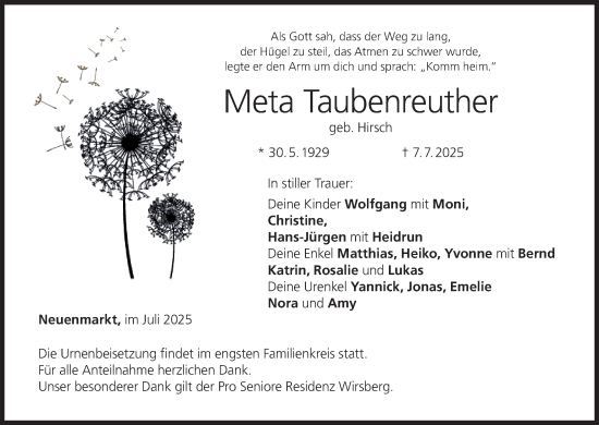 Anzeige von Meta Taubenreuther von MGO