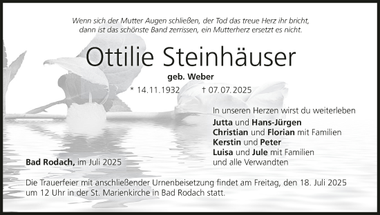 Anzeige von Ottilie Steinhäuser von MGO