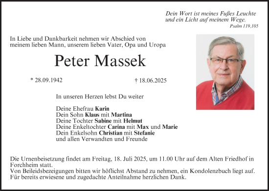 Anzeige von Peter Massek von MGO