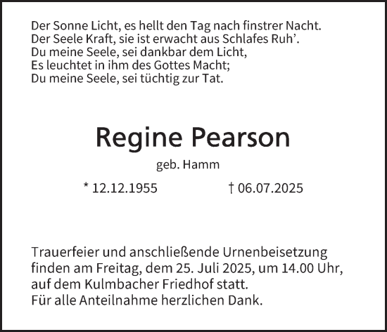 Anzeige von Regine Pearson von MGO