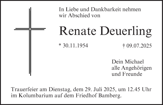 Anzeige von Renate Deuerling von MGO